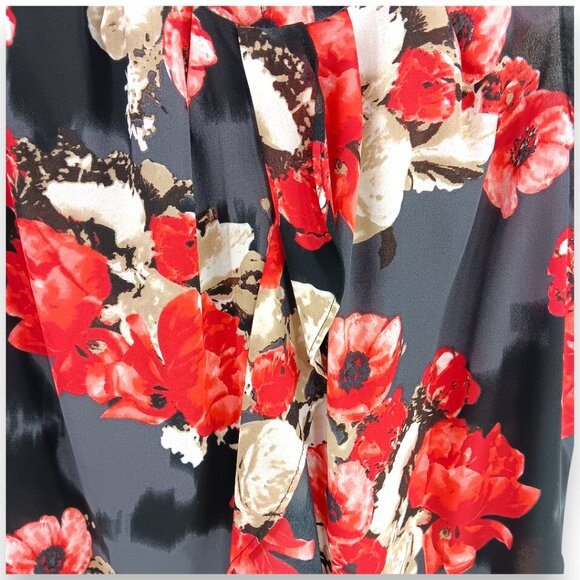 COVINGTON-Women's Ruffle Front Tank Top-Dressy-Black-Red-Work-Casual-Summer - Picture 7 of 15